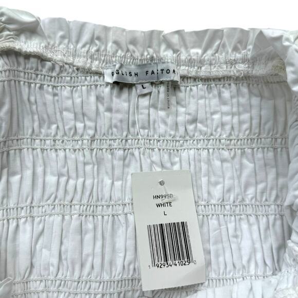 NWT English Factory Smocked Bust Multi Ruffles Maxi Gown  White Size Large L - Picture 6 of 11